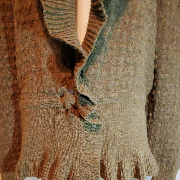 Kenzo Olive Green Rufflie V-Cut Sweater - Picture 6 of 7